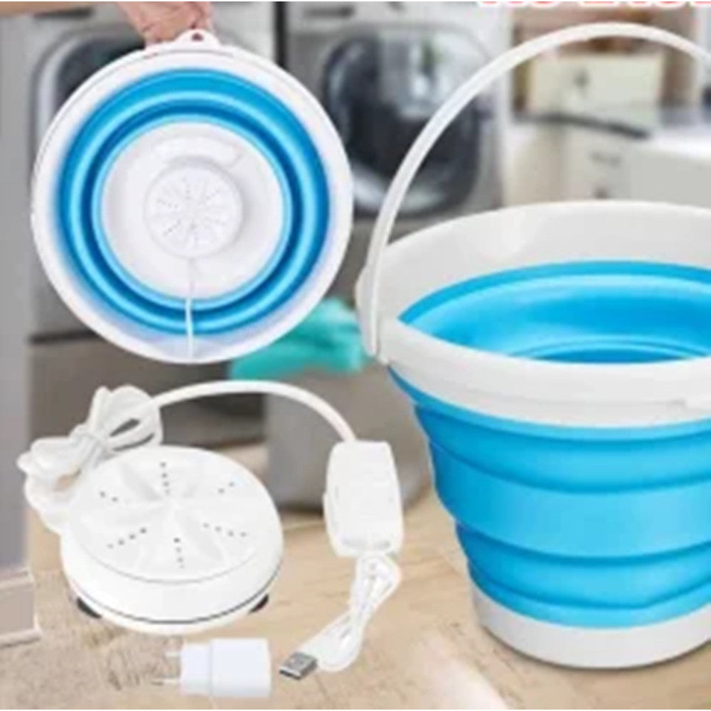 MINI LAVATRICE PORTATILE CON SECCHIO PIEGHEVOLE PER VESTITI PICCOLI CAPI BIANCHERIA INTIMA