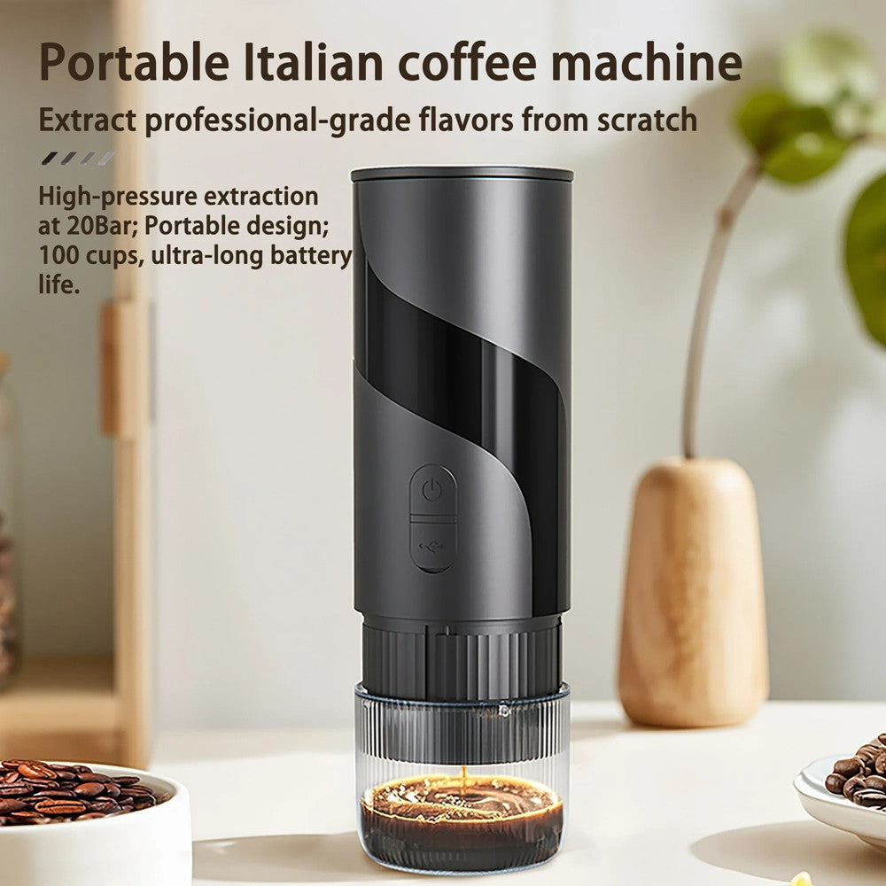 MINI MACCHINA PER CAFFÈ ESPRESSO PORTATILE RICARICABILE 20 BAR 2IN1 PER CAPSULE MACINATO
