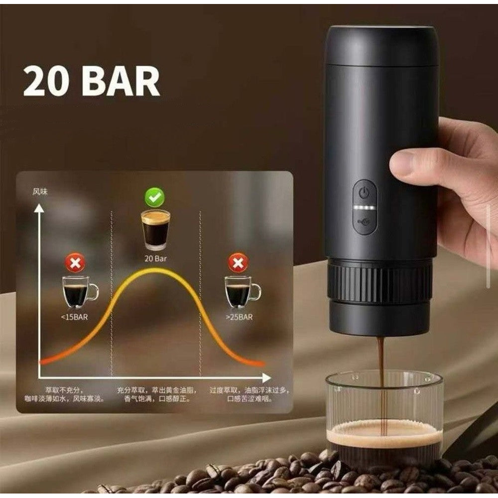 MINI MACCHINA PER CAFFÈ ESPRESSO PORTATILE RICARICABILE 20 BAR 2IN1 PER CAPSULE MACINATO