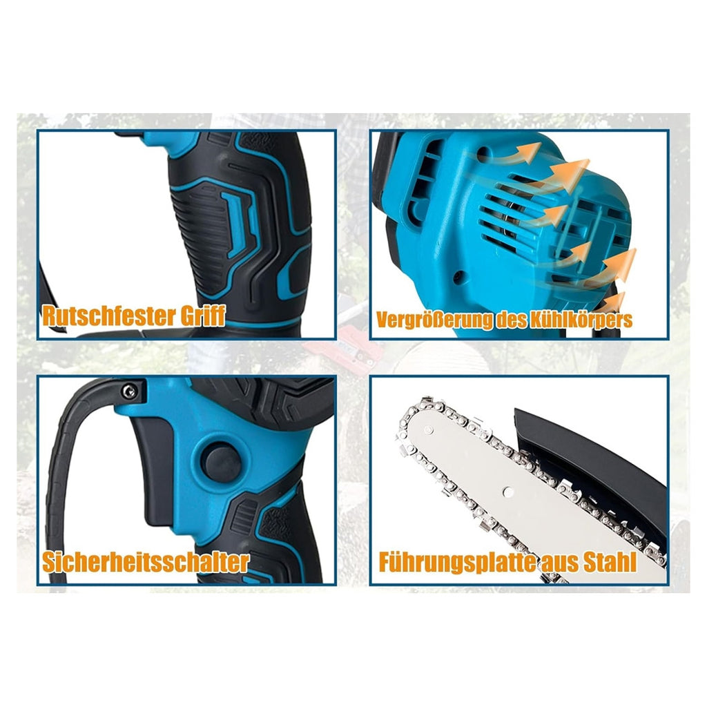MINI MOTOSEGA ELETTRICA 6" 2 BATTERIA DA 48 V PER POTATURA TAGLIO CON VALIGETTA ACCESSORI