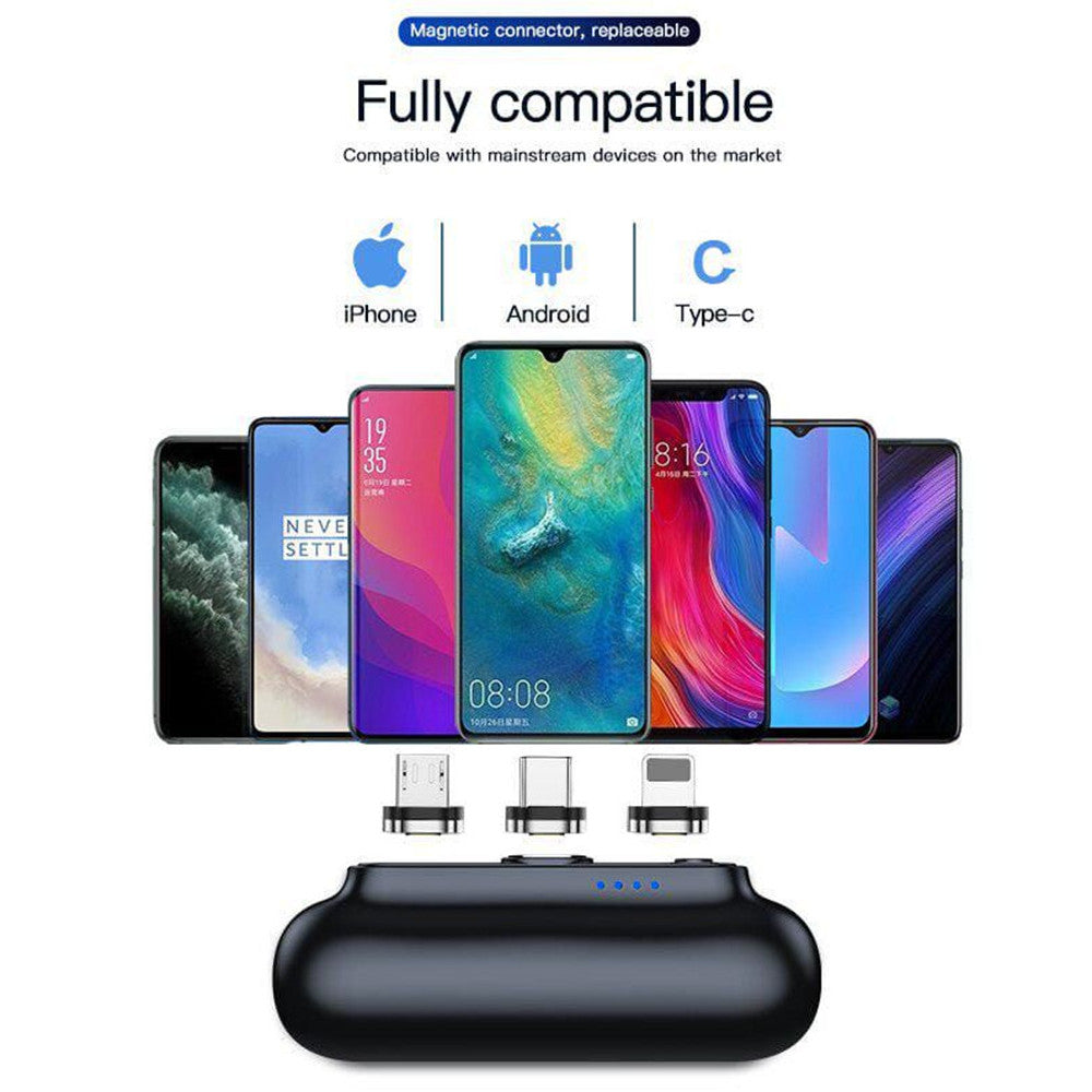 MINI POWER BANK MAGNETICO 5000MAH CARICABATTERIE PORTATILE COMPATTO CON 3 CONNETTORI 7019-3