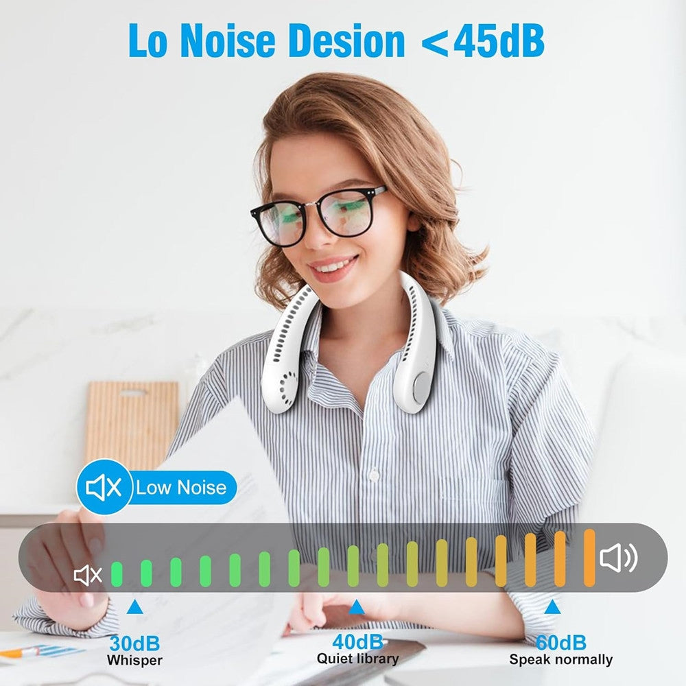 MINI VENTILATORE COLLO PORTATILE RICARICABILE USB SENZA PALE 2600MAH 3 VELOCITÀ SILENZIOSO