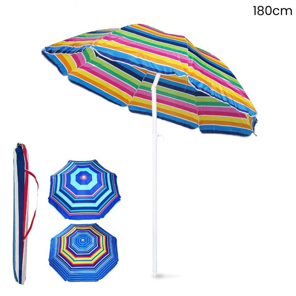 OMBRELLONE DA SPIAGGIA MARE MULTICOLORE 180 CM PALO CON SNODO CUSTODIA TRASPORTO 615155