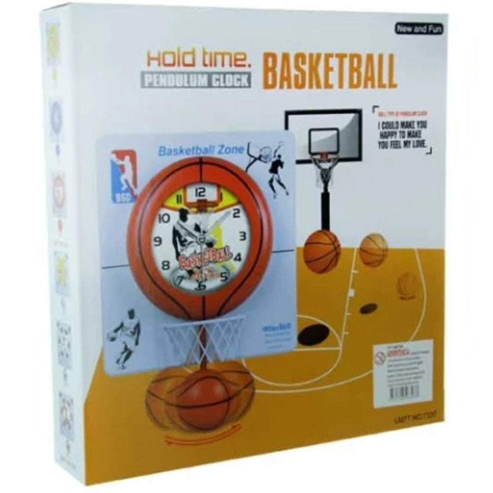 OROLOGIO DA PARETE 30X40CM CON PALLA CANESTRO BASKET EFFETTO PENDOLO BASKETBALL