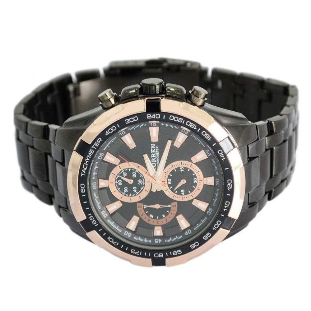 OROLOGIO DA POLSO ANALOGICO WATCH QUARZO BLACK SILVER CURREN 8023 IMPERMEABILE