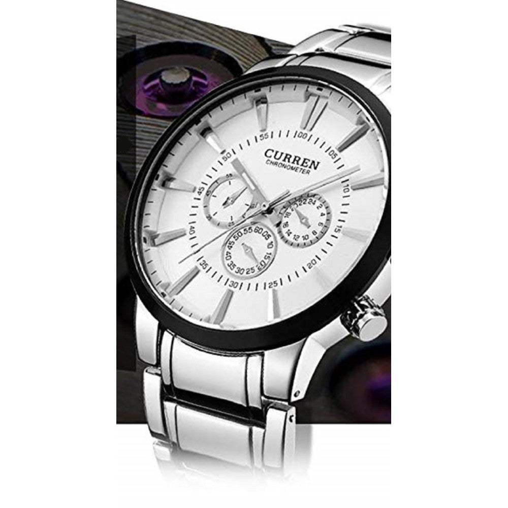 CURREN OROLOGIO SEMPLICE MODA UOMO ACCIAIO OROLOGIO DA POLSO QUADRANTE NERO