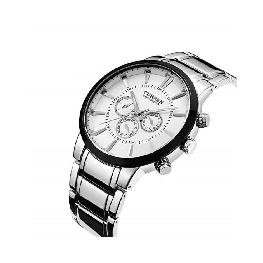 CURREN OROLOGIO SEMPLICE MODA UOMO ACCIAIO OROLOGIO DA POLSO QUADRANTE NERO