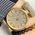 OROLOGIO DA POLSO DONNA ACCIAIO ANALOGICO MODA FASHION BRILLANTINI STRASS DORATO