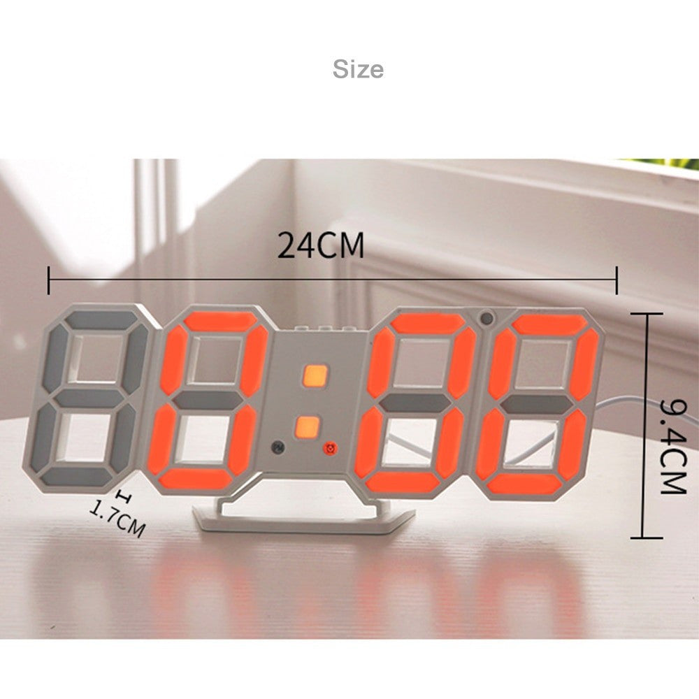 OROLOGIO SVEGLIA DIGITALE DISPLAY 3D A LED DA TAVOLO PARETE ARREDO CASA UFFICIO