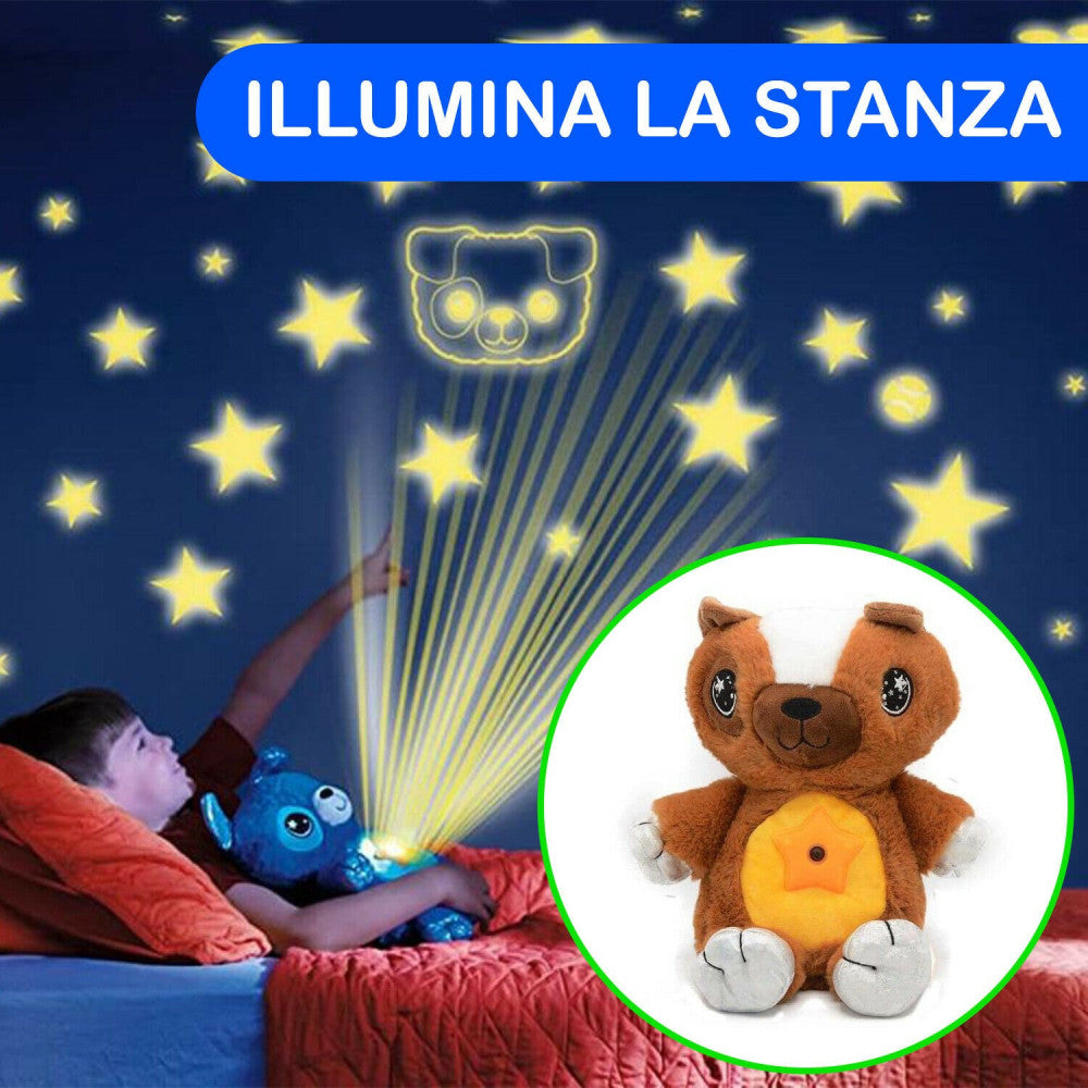 ORSACCHIOTTO DI PELUCHE CON PROIETTORE STELLE LUCE PER CAMERETTA CIELO STELLATO