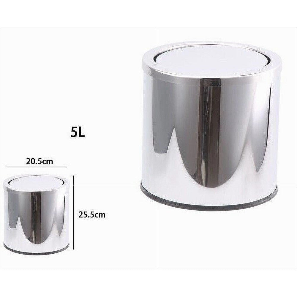 PATTUMIERA ACCIAIO 5 LITRI BIDONE CESTINO SPAZZATURA COPERCHIO BASCULANTE 87463