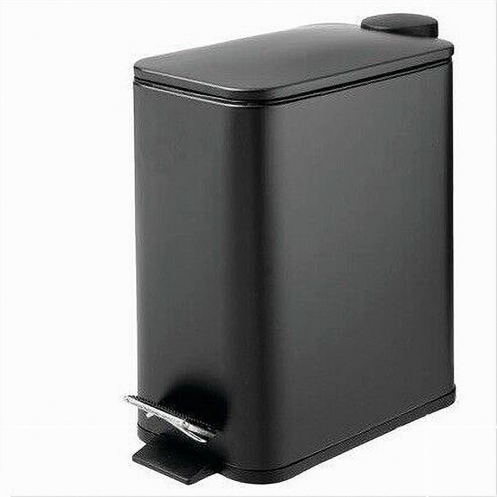 PATTUMIERA IN ACCIAIO PEDALE 5LT BIDONE CESTINO SPAZZATURA RETTANGOLO NERO 87448