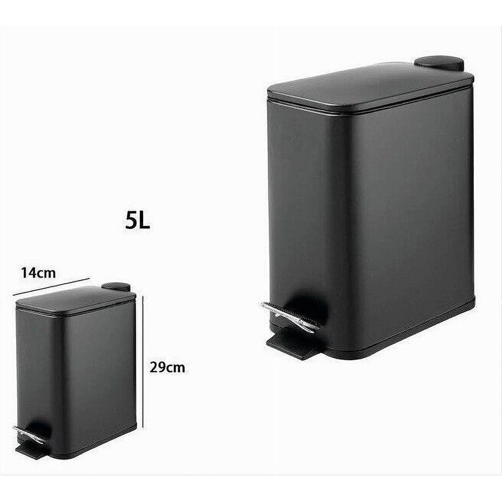 PATTUMIERA IN ACCIAIO PEDALE 5LT BIDONE CESTINO SPAZZATURA RETTANGOLO NERO 87448