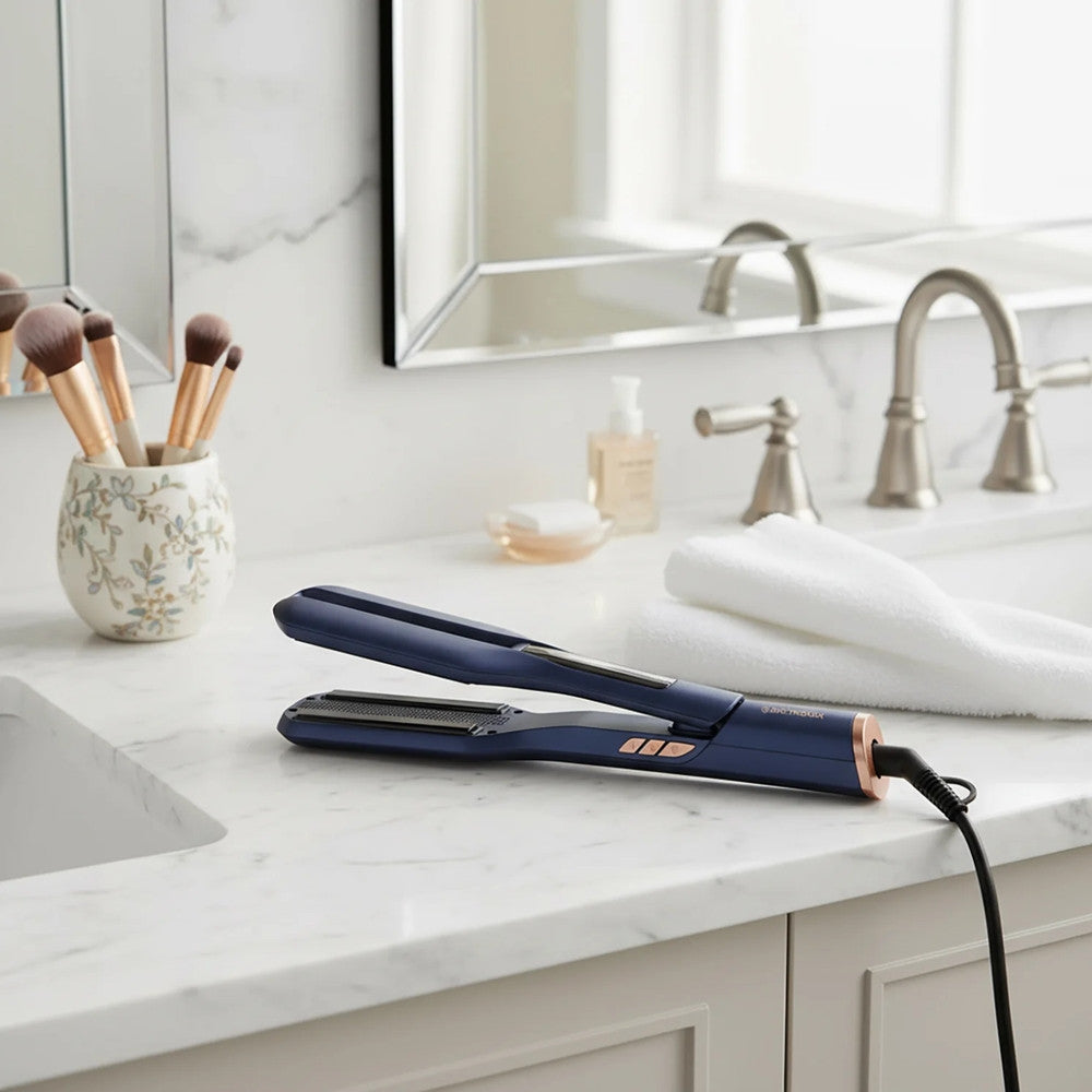 PIASTRA PER CAPELLI IN CERAMICA 72W DISPLAY DIGITALE TECNOLOGIA IONICA FUNZIONE "AIR COOL"
