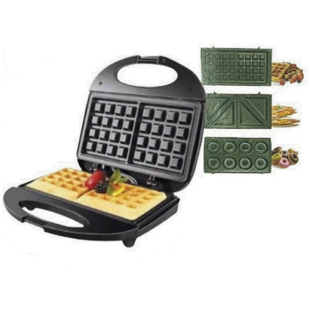 PIASTRA PER WAFFLE COLAZIONE 900W RISCALDAMENTO RAPIDO CON PIASTRE INTERCAMBIABILI Q-HB22