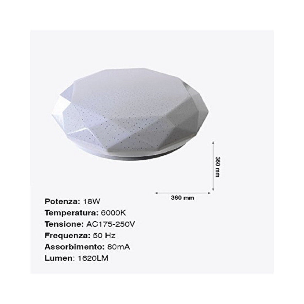 PLAFONIERA DA SOFFITTO FARETTO LED 36W TONDO ESAGONALE PANNELLO LUCE 1620LM 36CM DESIGN