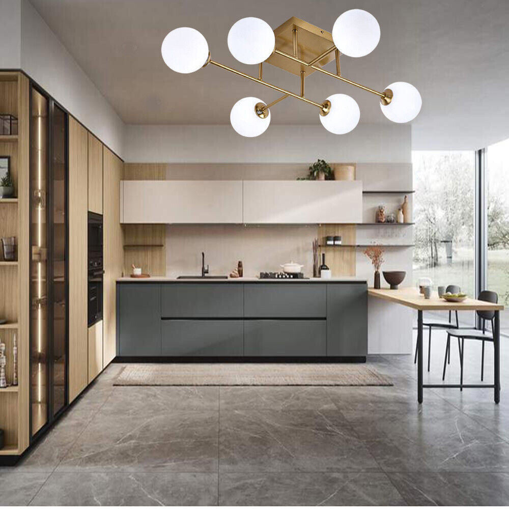 PLAFONIERA LAMPADARIO DA SOFFITTO BRONZO MINIMAL STRUTTURA METALLO 6 SFERE ATTACCO G9 C77