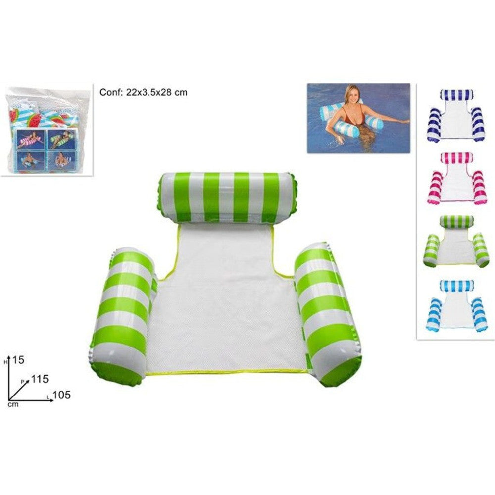 Poltrona Galleggiante Piscina con Rete Relax Mare Gonfiabile Colori Assortiti