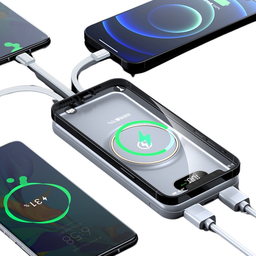 POWER BANK 12000MAH CON RICARICA MAGNETICA WIRELESS DA 5W CAVI INTEGRATI MULTITIPO Q-DC22