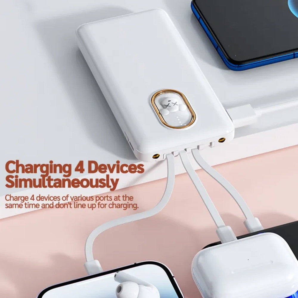 POWER BANK CARICABATTERIE PORTATILE DA 12000MAH 5V/2.1A CON 4 CAVI RICARICA Q-DC388