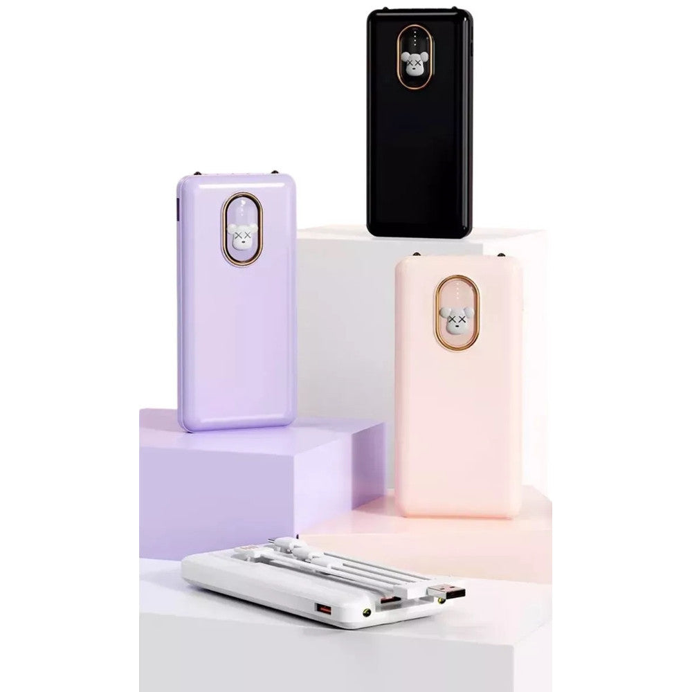 POWER BANK CARICABATTERIE PORTATILE DA 12000MAH 5V/2.1A CON 4 CAVI RICARICA Q-DC388