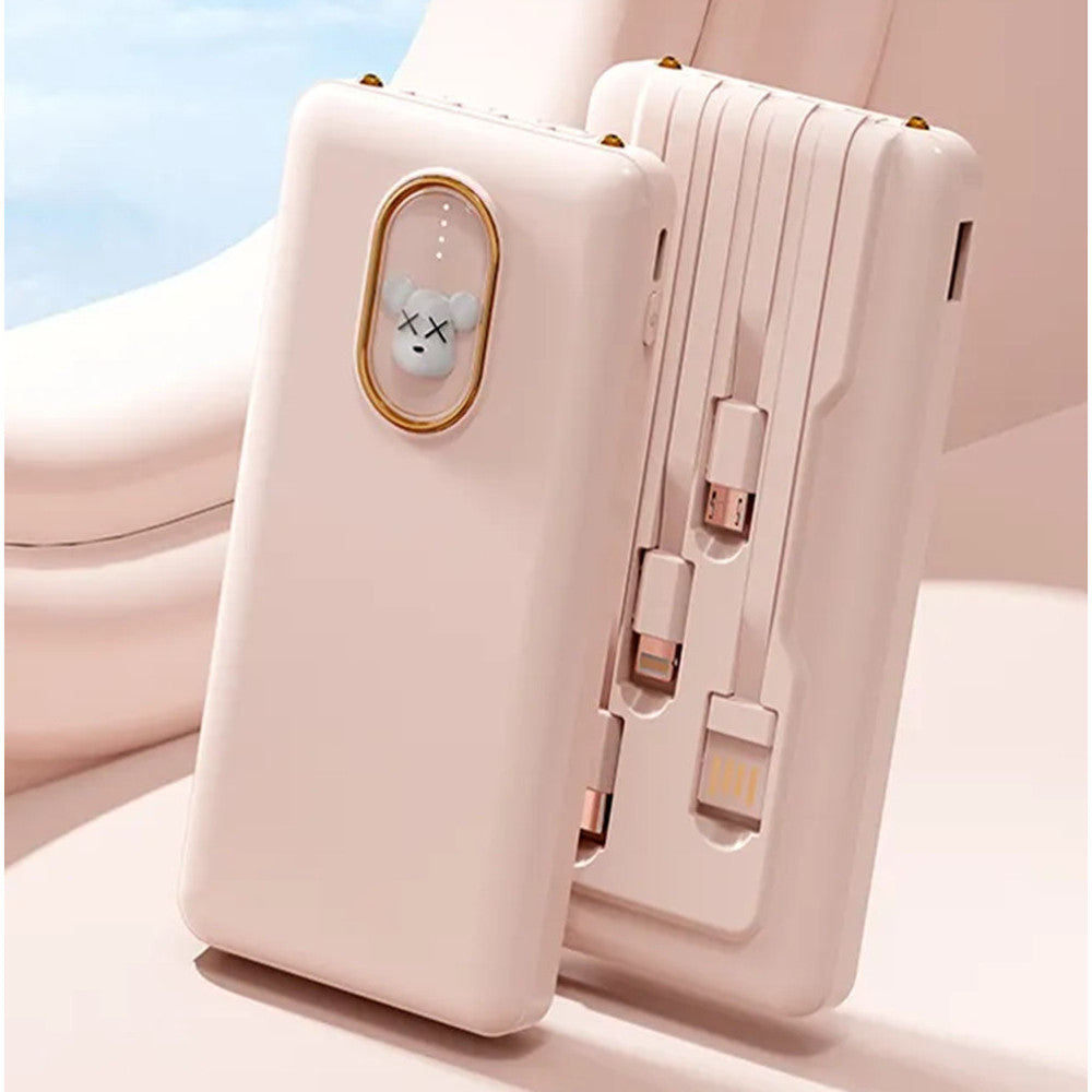 POWER BANK CARICABATTERIE PORTATILE DA 12000MAH 5V/2.1A CON 4 CAVI RICARICA Q-DC388