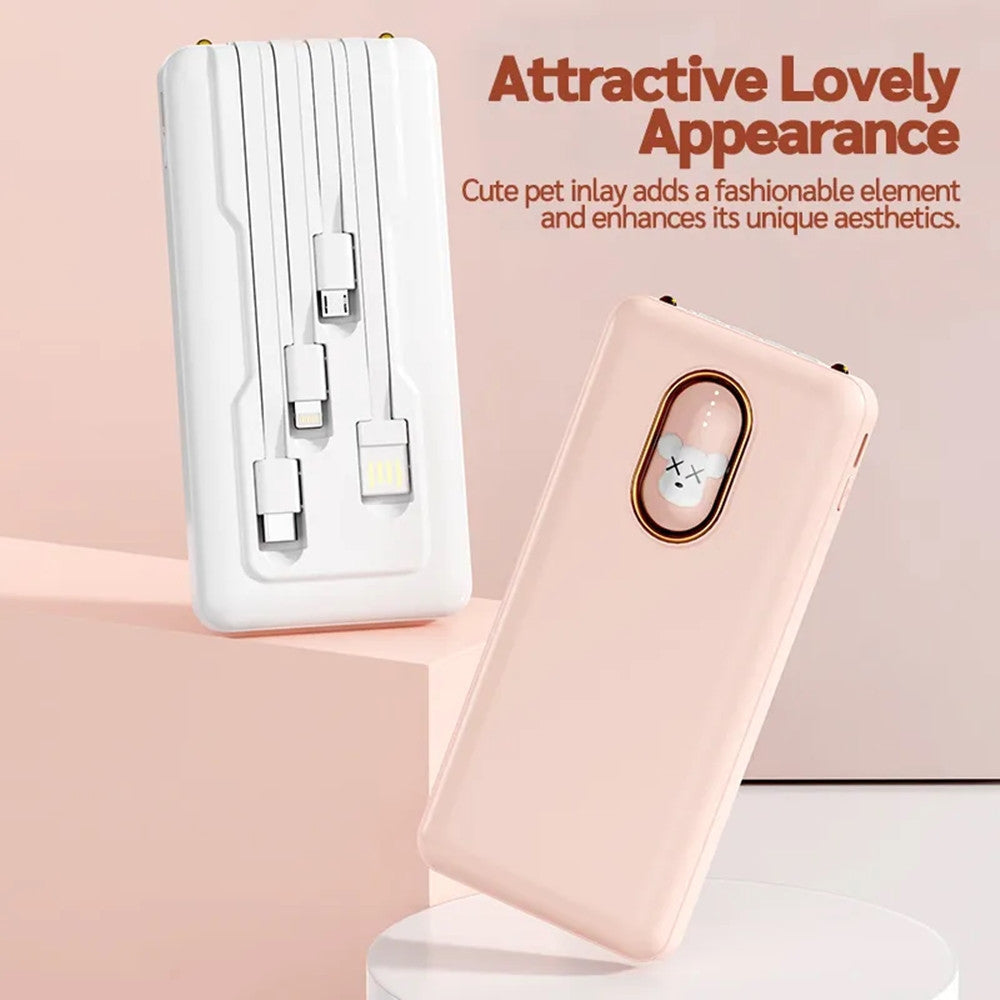 POWER BANK CARICABATTERIE PORTATILE DA 12000MAH 5V/2.1A CON 4 CAVI RICARICA Q-DC388