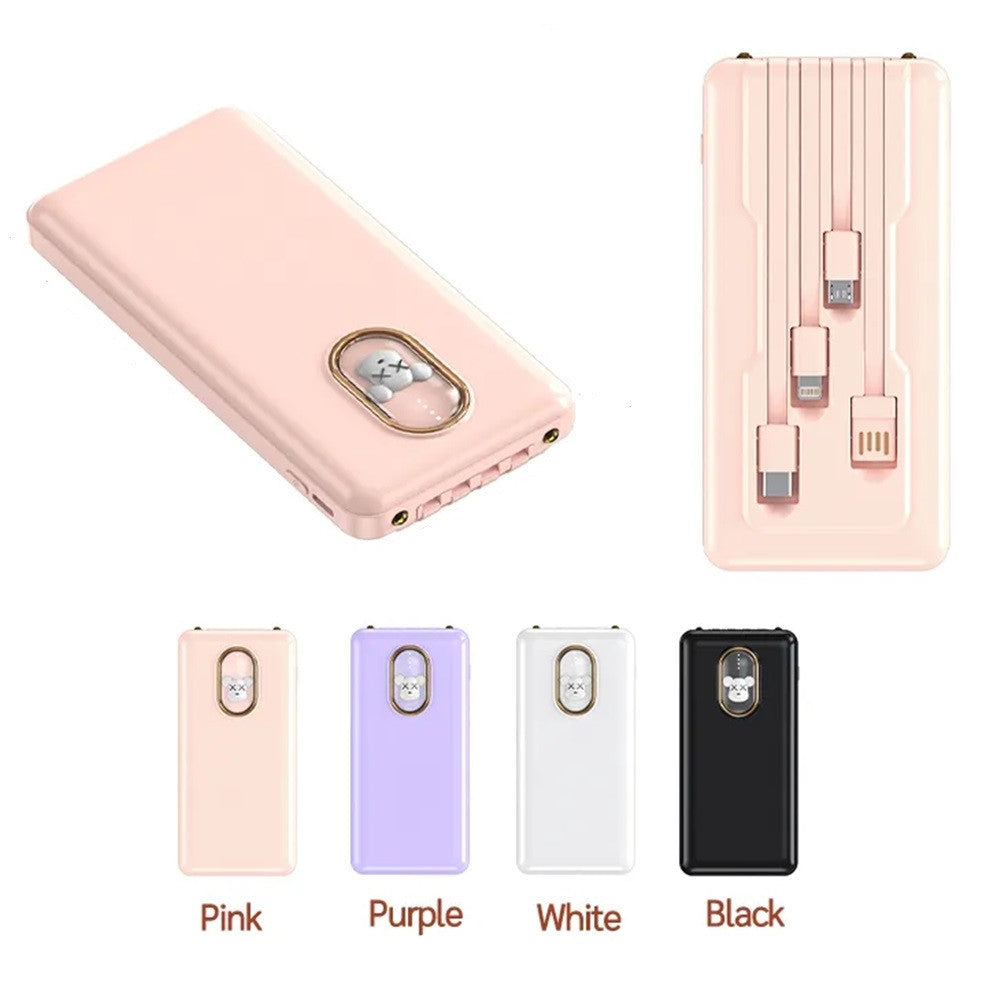 POWER BANK CARICABATTERIE PORTATILE DA 12000MAH 5V/2.1A CON 4 CAVI RICARICA Q-DC388
