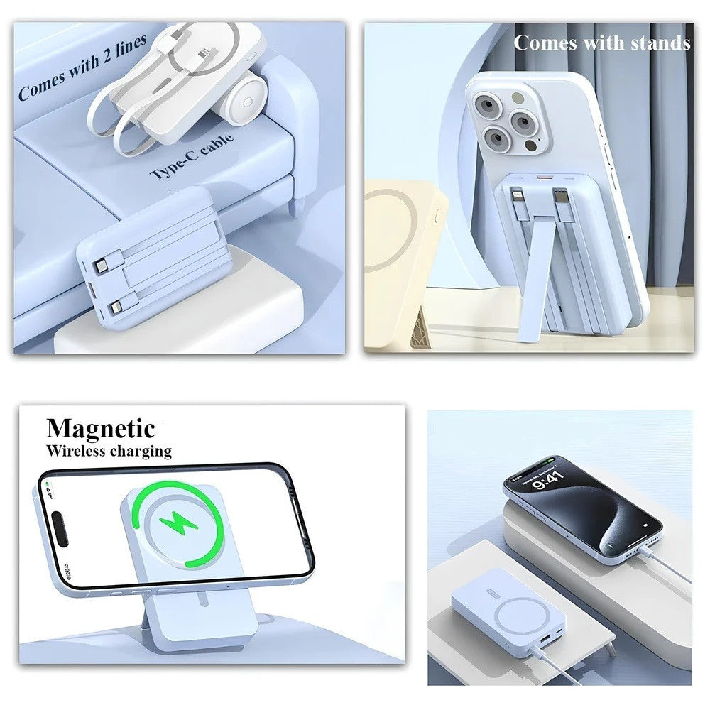 POWER BANK MAGNETICO WIRELESS 12000MAH RICARICA RAPIDA 22,5W SUPPORTO NASCOSTO CAVI Q-DC278