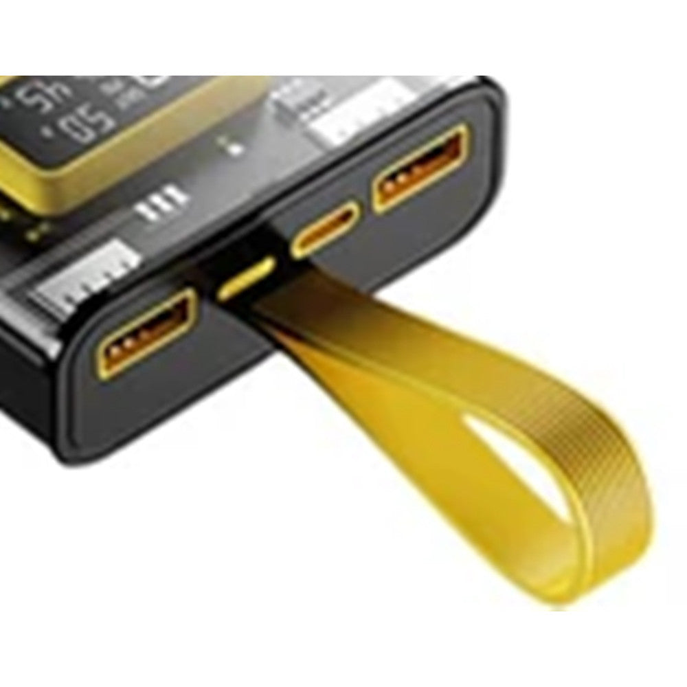 POWER BANK PORTATILE DESIGN TRASPARENTE CON CAVI RICARICA INTEGRATI 12000 MAH Q-DC468