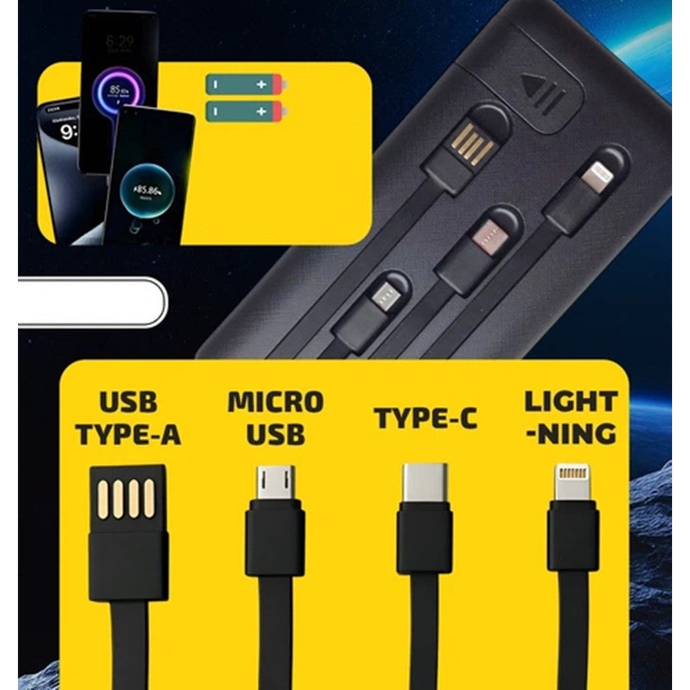 POWER BANK PORTATILE Q-DC98 12000MAH 10,5W 5V/2.1A CON CAVI INTEGRATI INDICATORI LED