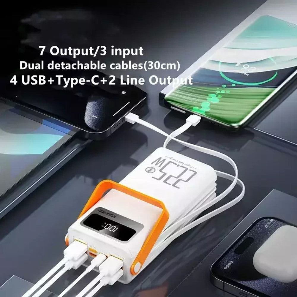 POWER BANK RICARICA RAPIDA 22,5W 26000MAH 4 PORTE USB + 3 TYPE-C MANIGLIA TRASPORTO Q-XD7