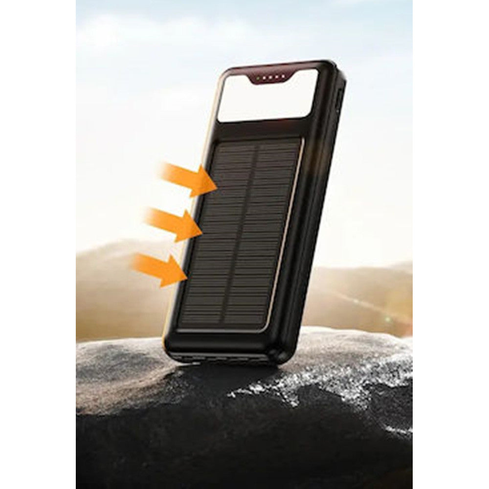 POWER BANK SOLARE A RICARICA RAPIDA 12000MAH CON PORTE USB TYPE-C 4 CAVI INTEGRATI Q-DC79