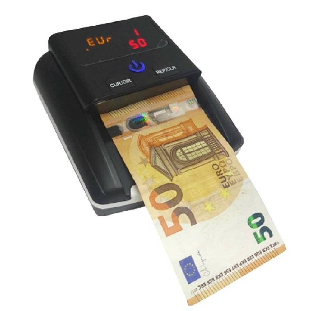 RILEVATORE CONTA BANCONOTE FALSE VERIFICA SOLDI FALSI NERO CON BATTERIA AL LITIO