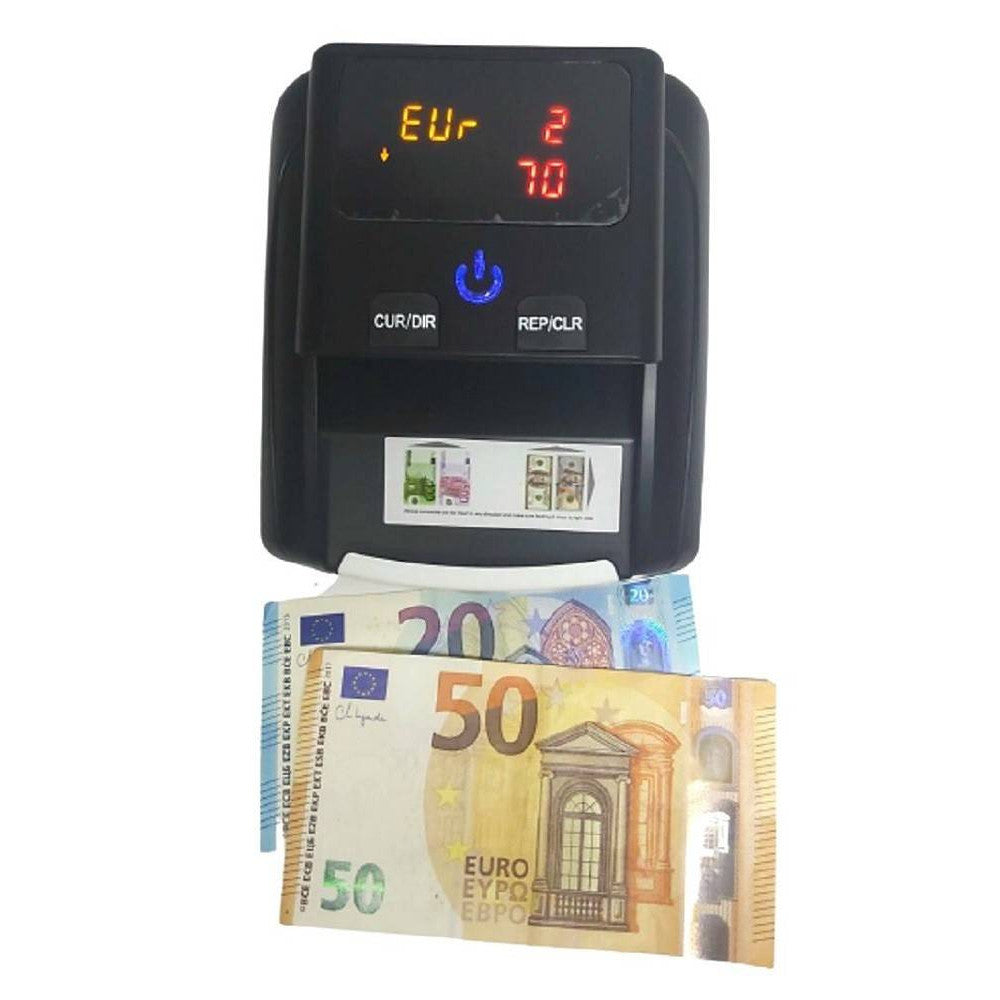 RILEVATORE CONTA BANCONOTE FALSE VERIFICA SOLDI FALSI NERO CON BATTERIA AL LITIO