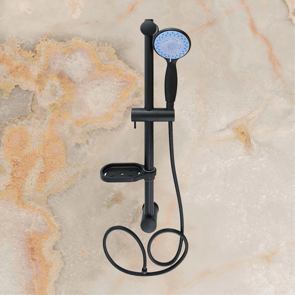 SALISCENDI COLONNA DOCCIA NERO SOFFIONE MULTIGETTO MENSOLA PORTA SAPONE BAGNO 87494