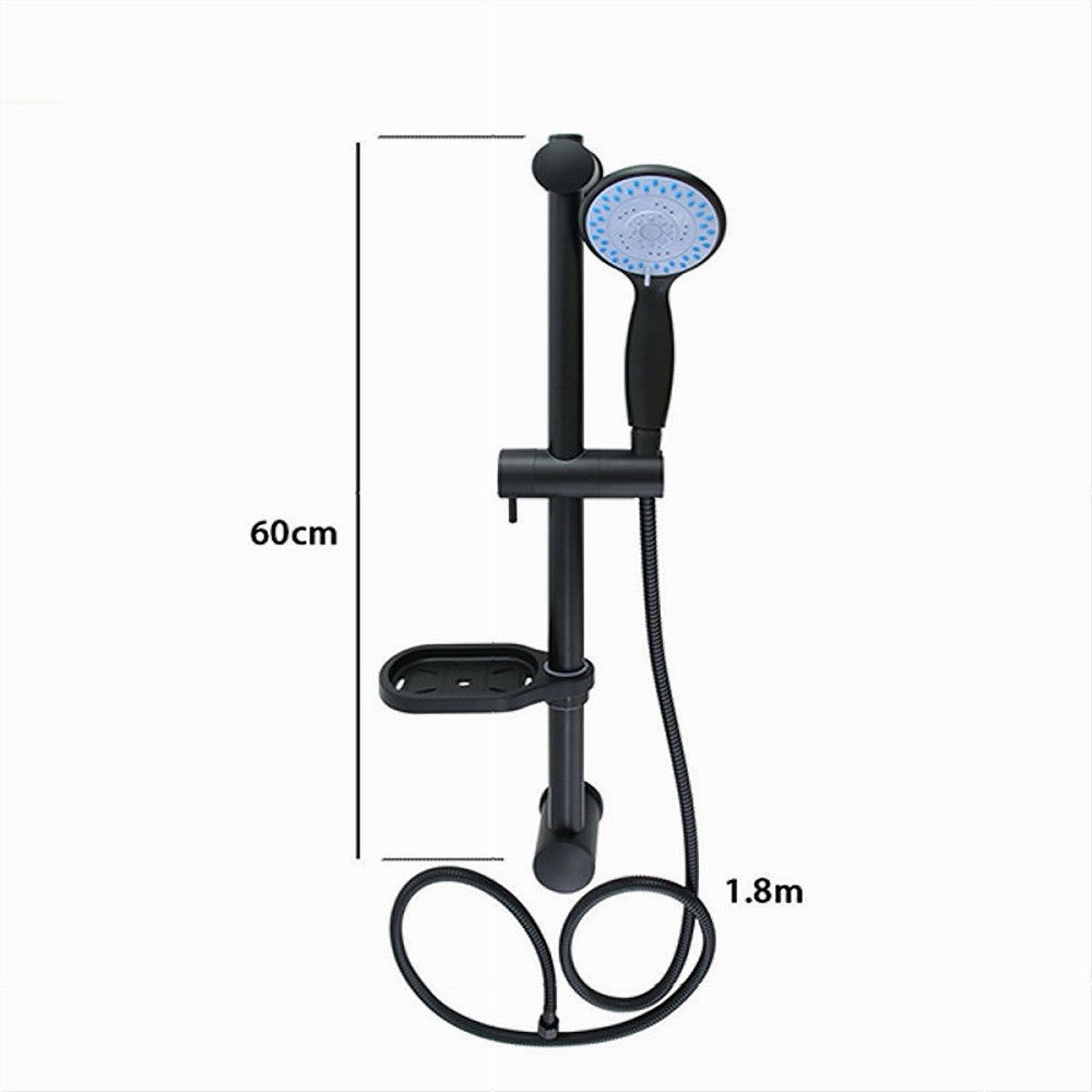 SALISCENDI COLONNA DOCCIA NERO SOFFIONE MULTIGETTO MENSOLA PORTA SAPONE BAGNO 87494