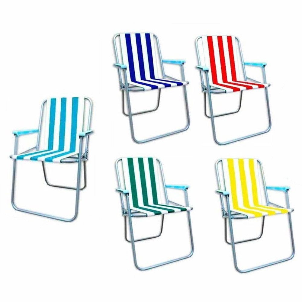 SEDIA GIARDINO RELAX BASSA PIEGHEVOLE IN FERRO TESSUTO OXFORD DECORO RIGHE 5 COLORI 285005