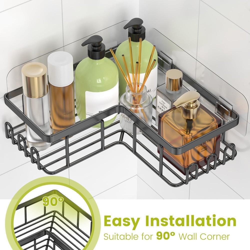 SET 4PZ MENSOLE PORTAOGGETTI ANGOLARI PORTASAPONE IN ACCIAIO AUTOADESIVO PER BAGNO DOCCIA