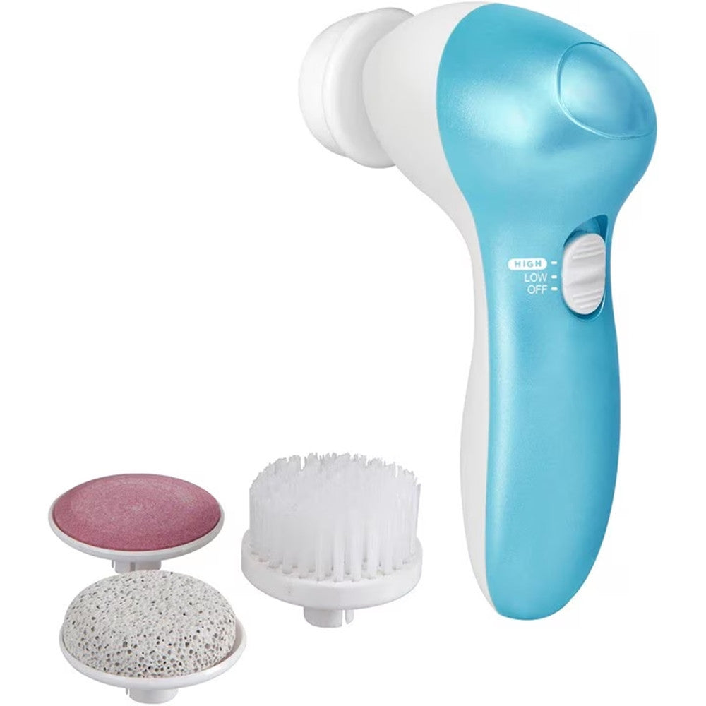 SET PULIZIA 4IN1 PER CORPO VISO 5PZ ELETTRICO 4 TESTINE 2 VELOCITÀ REGOLABILI A BATTERIE