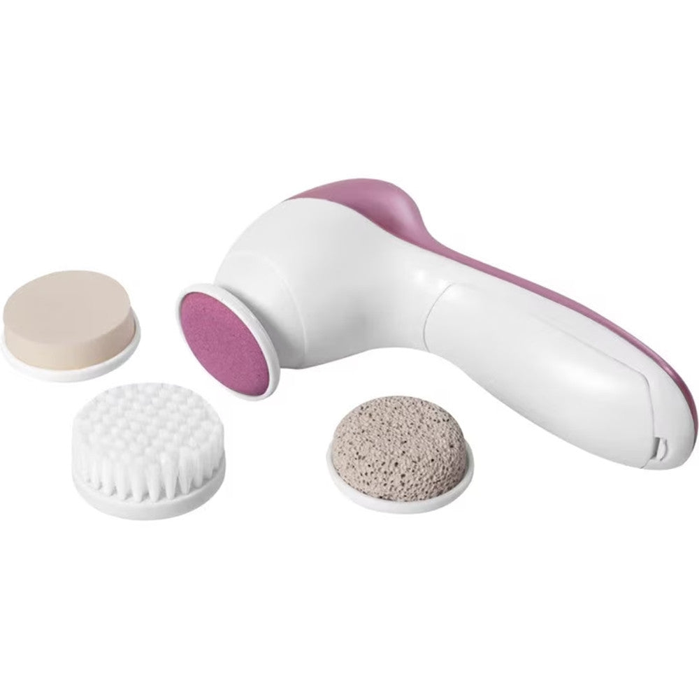 SET PULIZIA 4IN1 PER CORPO VISO 5PZ ELETTRICO 4 TESTINE 2 VELOCITÀ REGOLABILI A BATTERIE