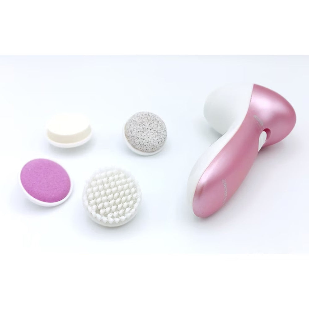 SET PULIZIA 4IN1 PER CORPO VISO 5PZ ELETTRICO 4 TESTINE 2 VELOCITÀ REGOLABILI A BATTERIE