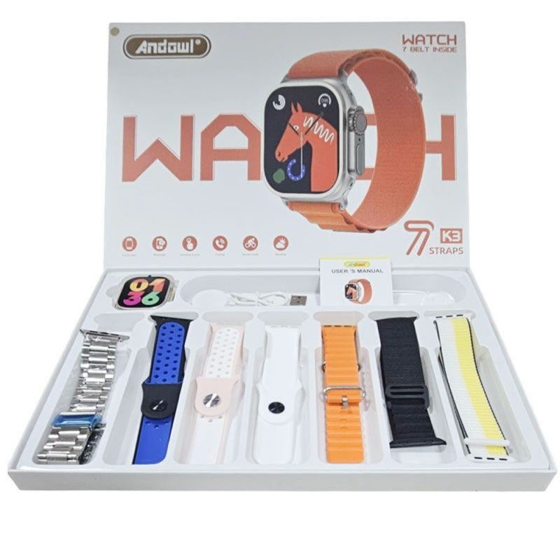 SMARTWATCH K3 OROLOGIO CON 7 CINTURINI INTERCAMBIABILI CHIAMATE BLUETOOTH CONTROLLO MUSICA