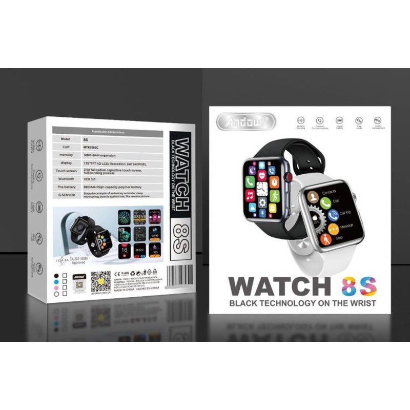 SMARTWATCH OROLOGIO DA POLSO BLUETOOTH3.0 BATTERIA DA 380MAH SCHERMO TFT DA 1.75" WATCH 8S