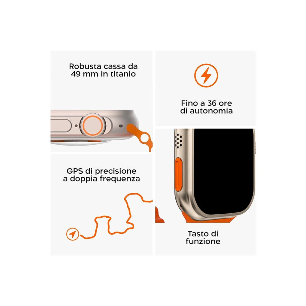 SMARTWATCH S9 ULTRA 49 MM CINTURINO IN SILICONE OROLOGIO DIGITALE CONTAPASSI