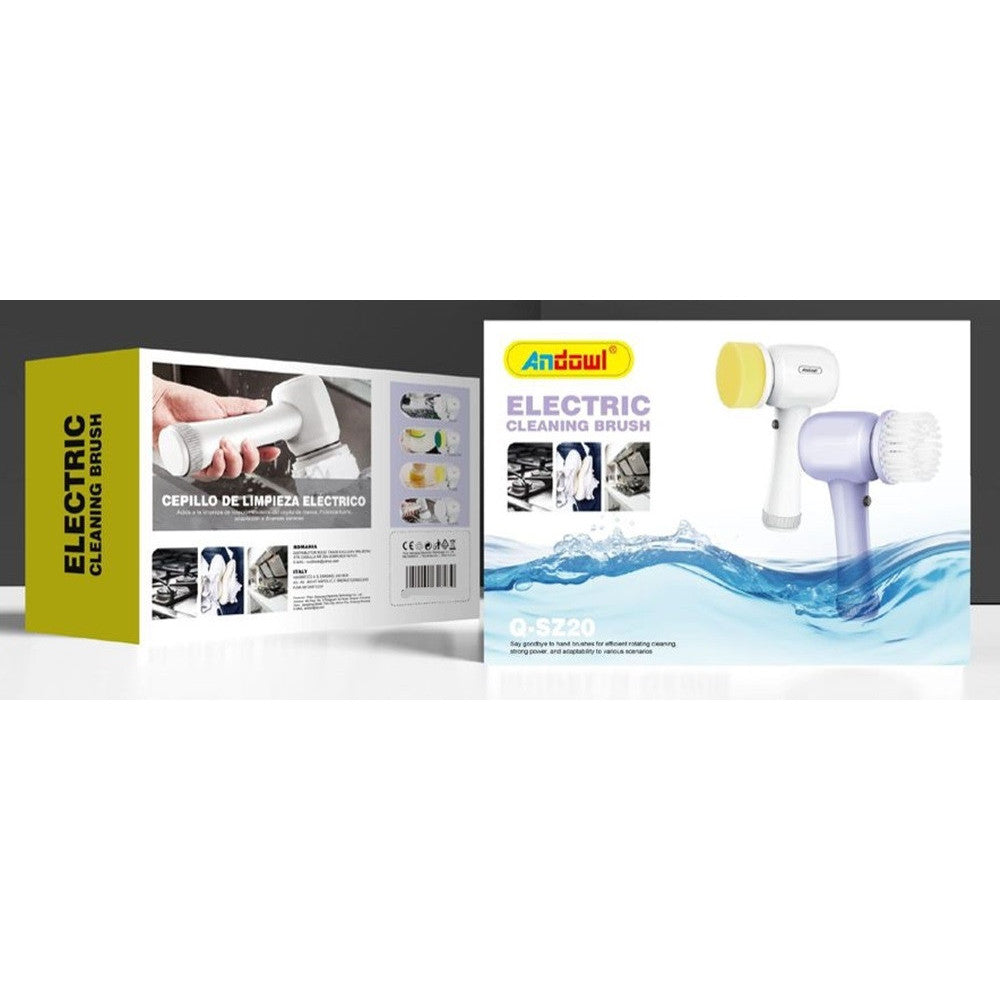 SPAZZOLA ROTANTE ELETTRICA PER PULIZIA MULTISUPERFICIE CON 4 TESTINE ERGONOMICO Q-SZ20