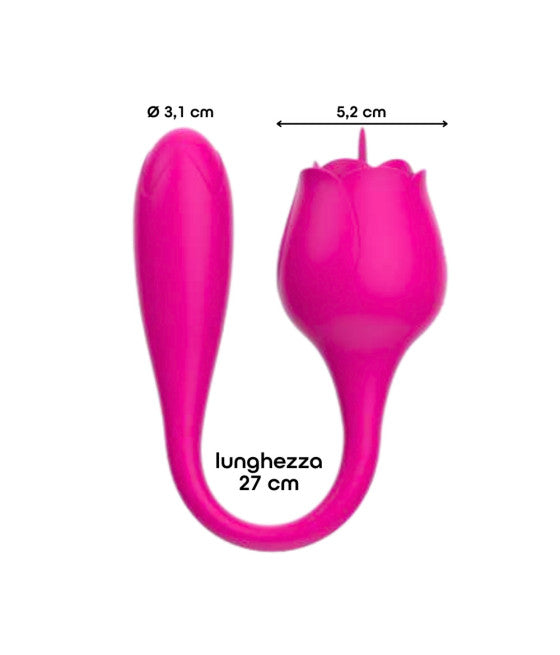 Stimolatore Clitorideo Licking Vibratore Punto G a forma di Rosa Lecca e Vibra