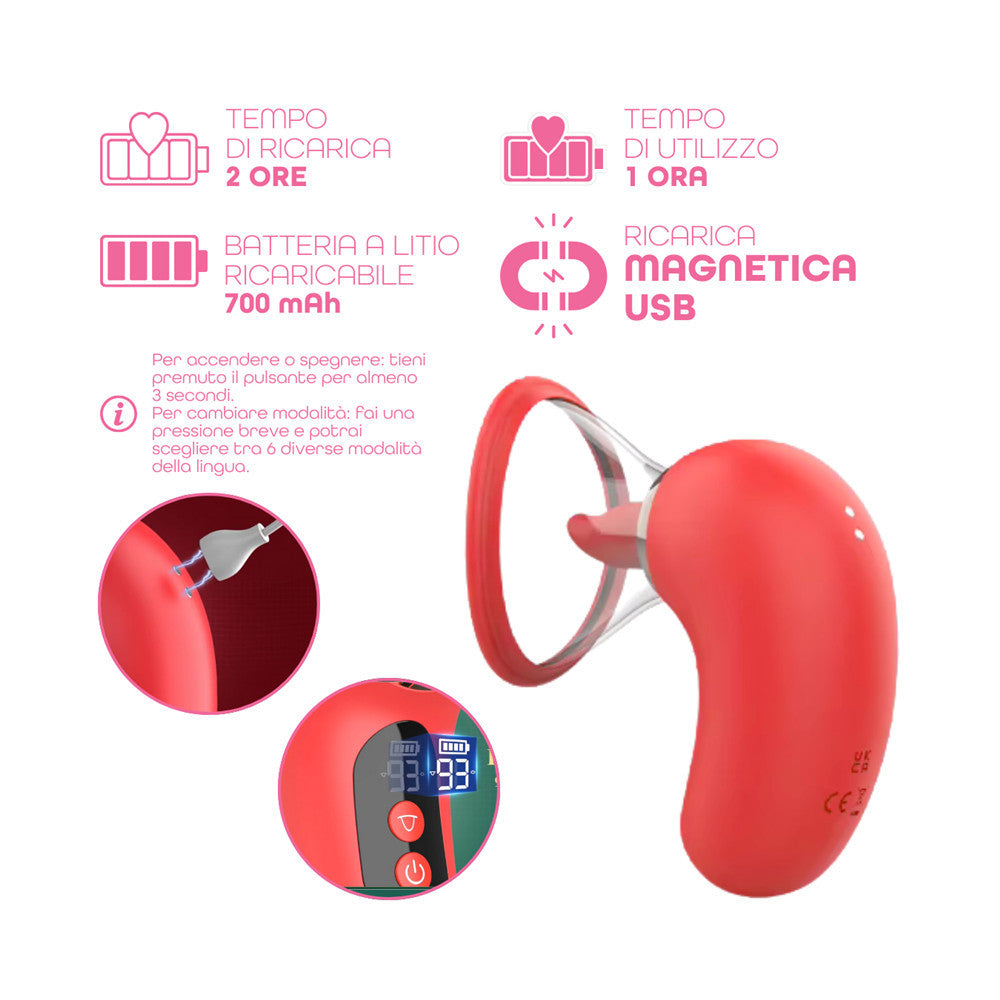 Succhia Clitoride Vibratore con Lingua in Silicone Controllo Remoto App Sex Toy