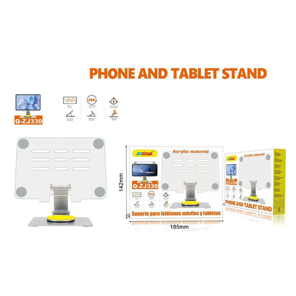 SUPPORTO GIREVOLE A 360° PER SMARTPHONE TABLET IN ACRILICO RESISTENTE STABILE Q-ZJ330