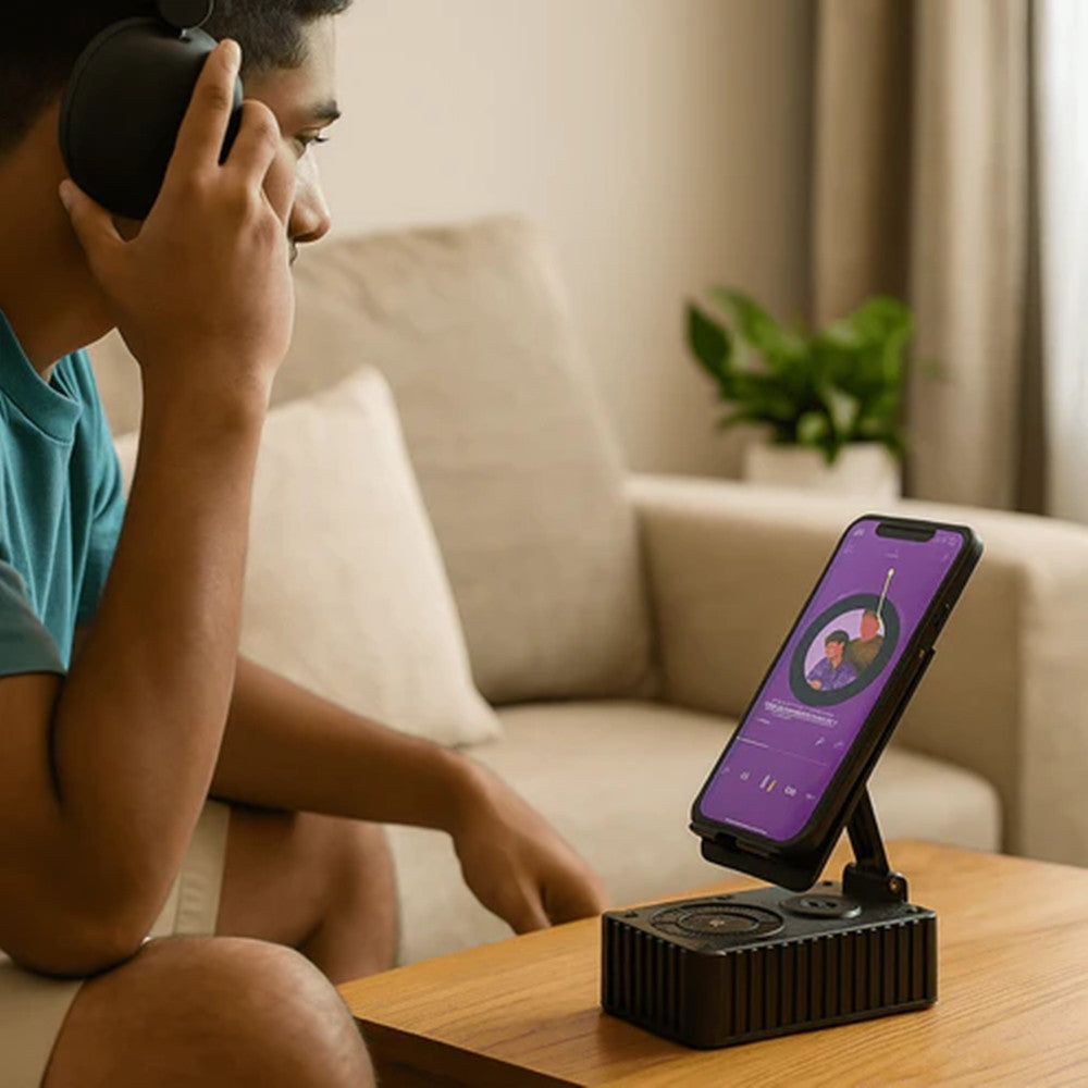 SUPPORTO PER CELLULARE CON ALTOPARLANTE WIRELESS PORTATILE REGOLABILE SCRIVANIA KMS-Z513